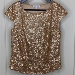 Jealous Tomato gold sequin cap sleeve shirt